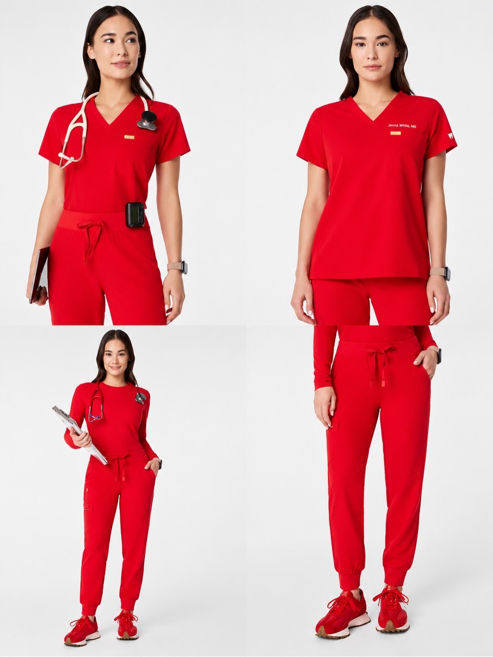 Figs Women's Red Jogger Scrub Pants